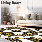 Golden Black Ornate Medallion Art Deco Rug