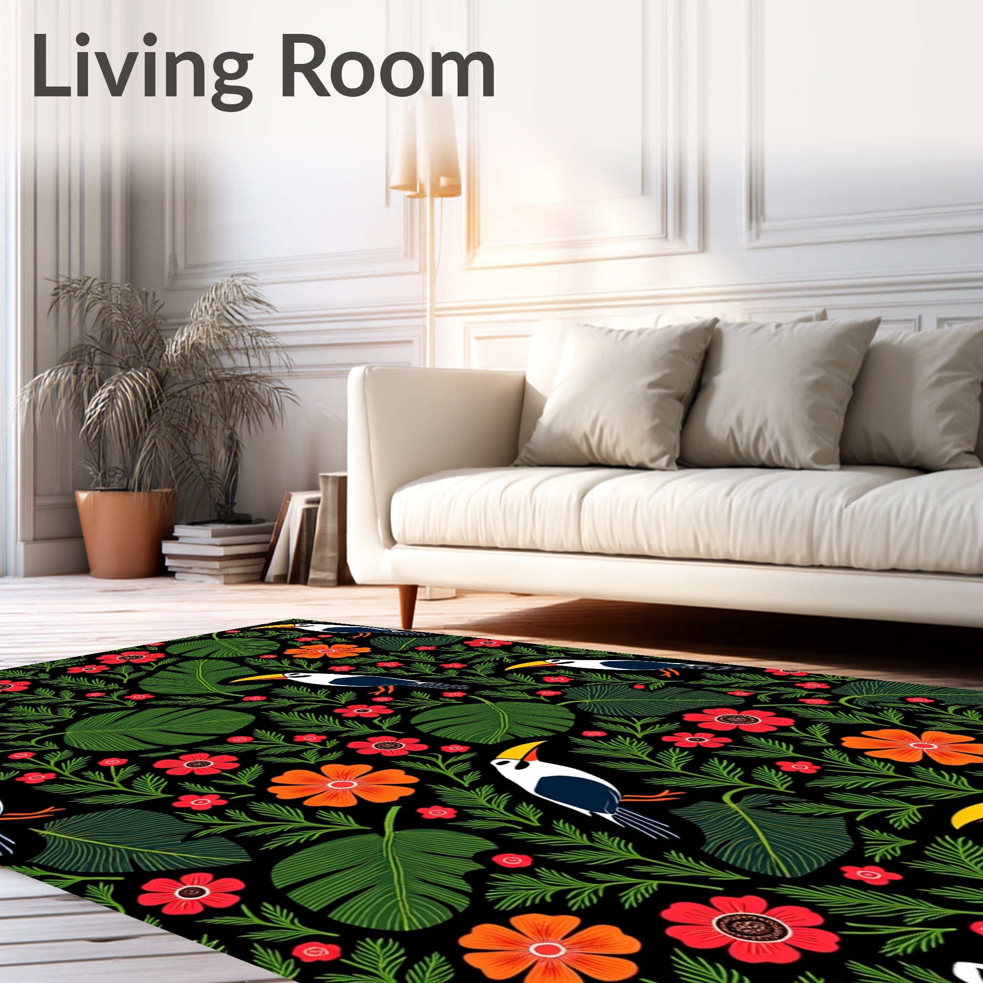 Tropical Toucan and Floral Garden Rug