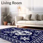 Navy White Corgi Snowflake Blanket Rug