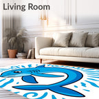 Whimsical Blue Shark Water Splash Rug