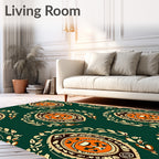 Emerald Orange Oval Laurel Wreath Rug