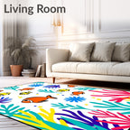 Bright Coral Reef Fish Scene Rug