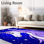 Mystical Purple Unicorn Starry Night Rug