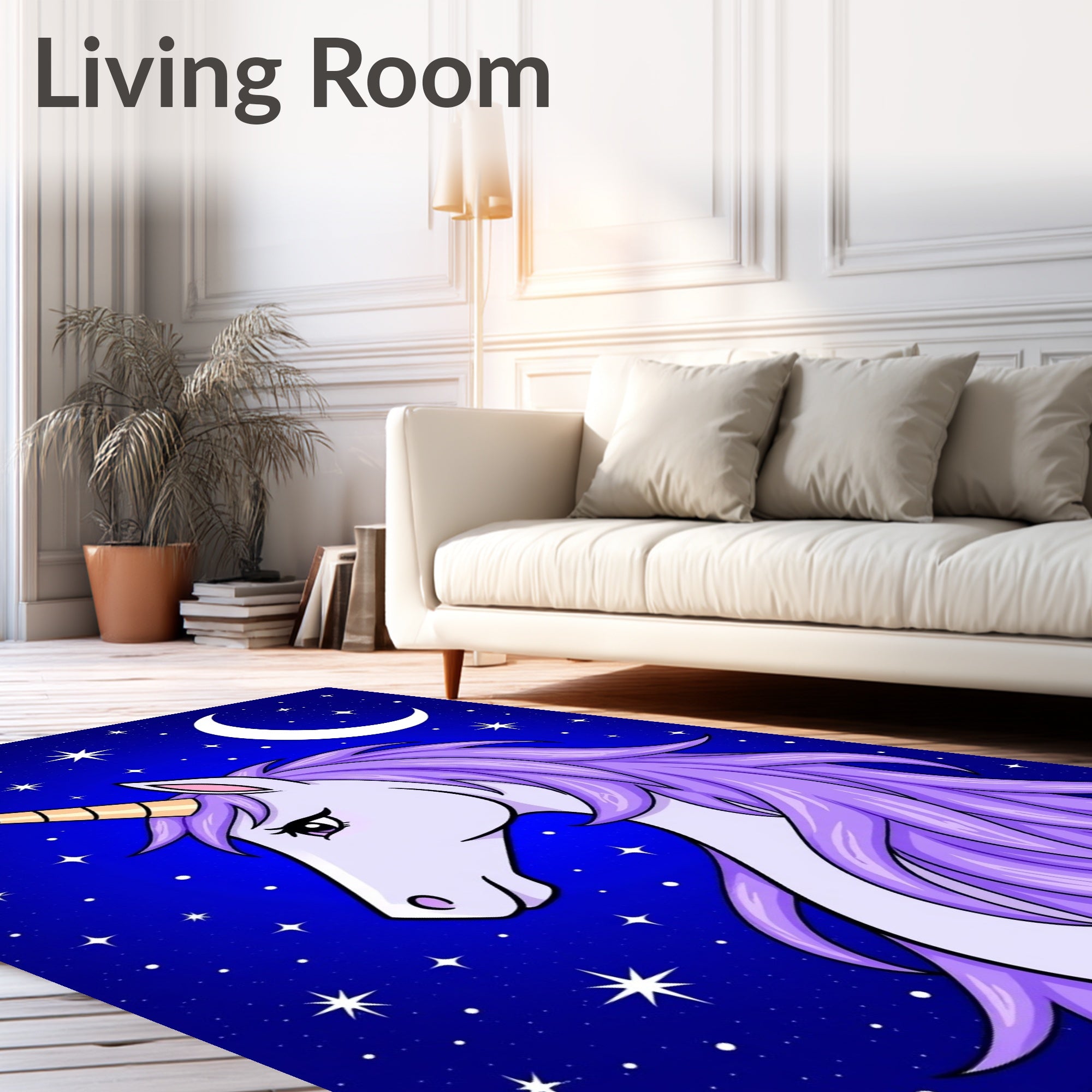 Mystical Purple Unicorn Starry Night Rug