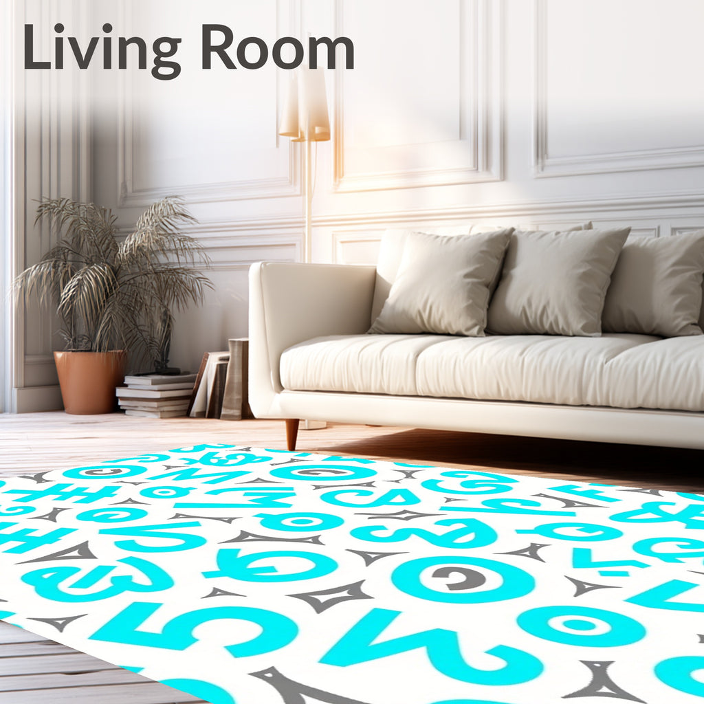 Bright Turquoise Alphabet Scatter Rug