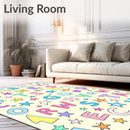 Whimsical Alphabet Stars Scattered Rug