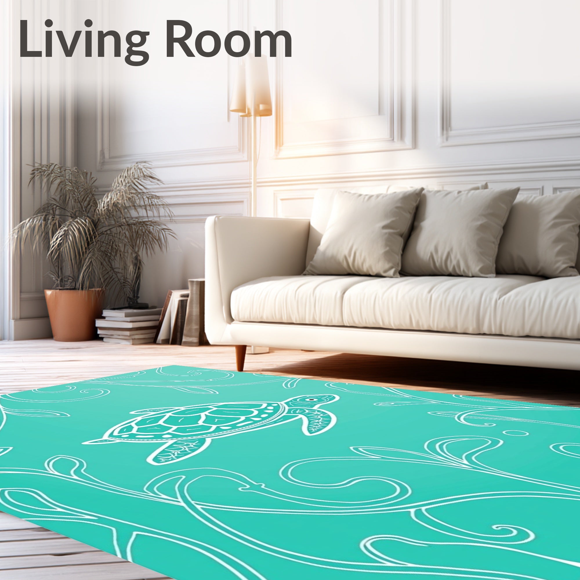 Oceanic Sea Turtle Swirls Garden Rug