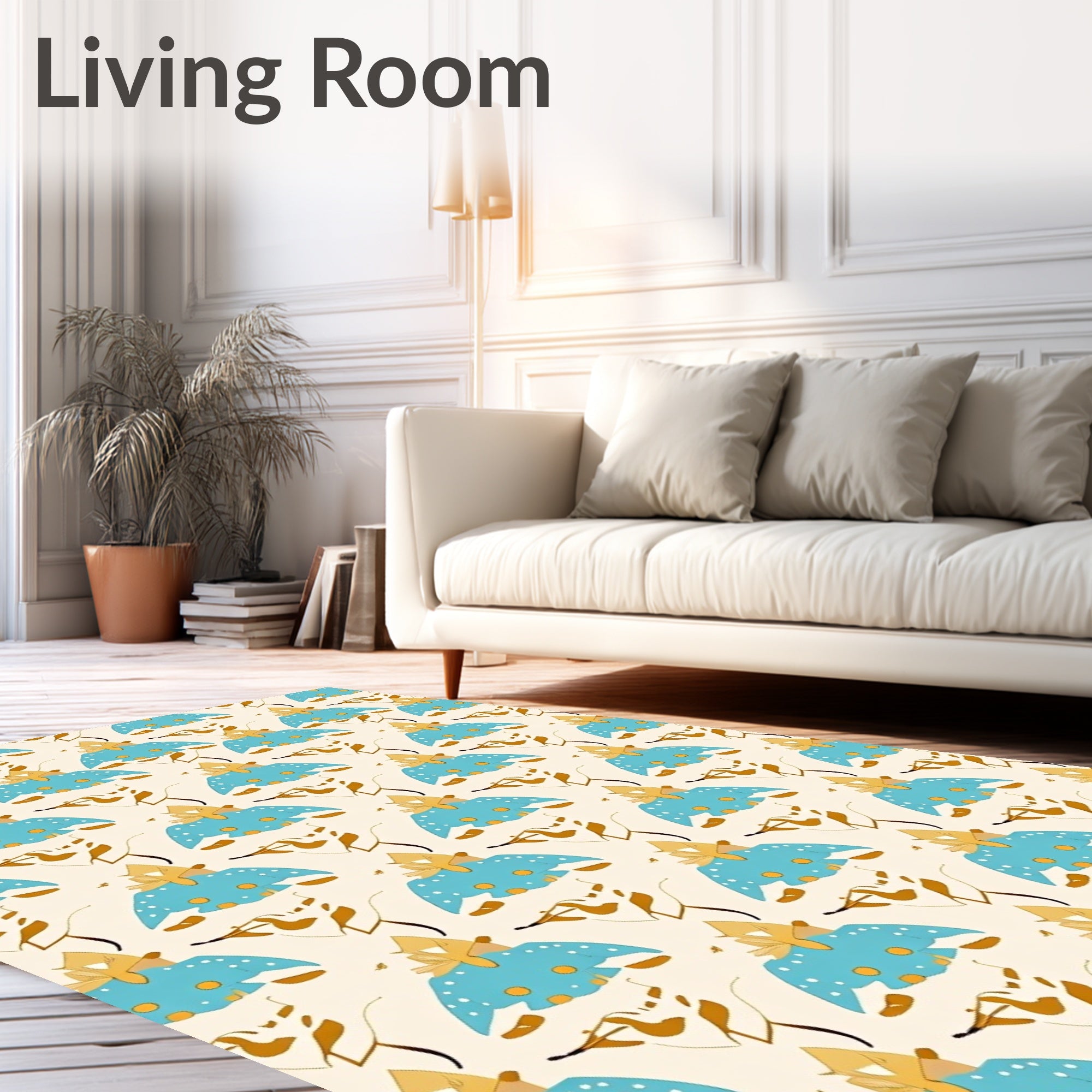 Blue Yellow Object Autumn Foliage Repeat Rug