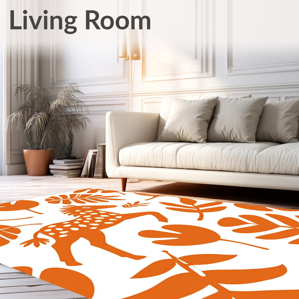 Orange Abstract Giraffe Foliage Rug