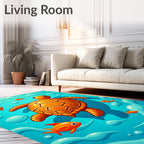 Friendly Orange Turtle Undersea Companion Rug