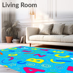 Bright Alphabet Collage Blue Rug
