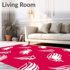 White Wings On Crimson Background Rug
