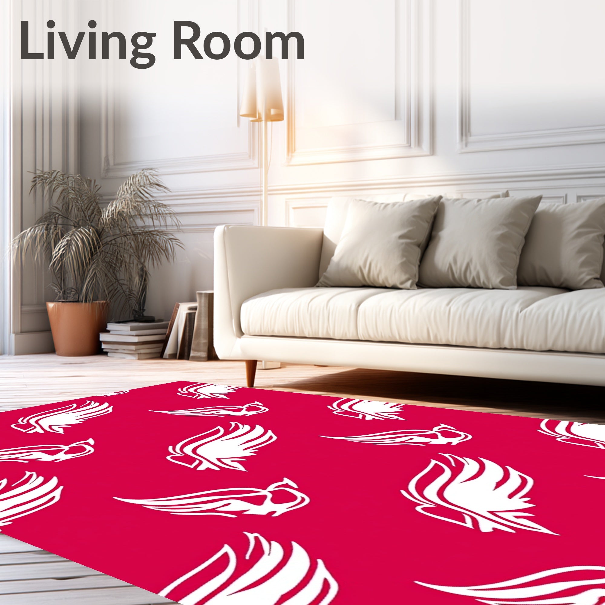 White Wings On Crimson Background Rug
