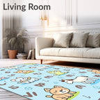 Cute Cat and Horse Alphabetical Print Rug