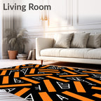 Orange Rectangles White Abstract Forms Rug