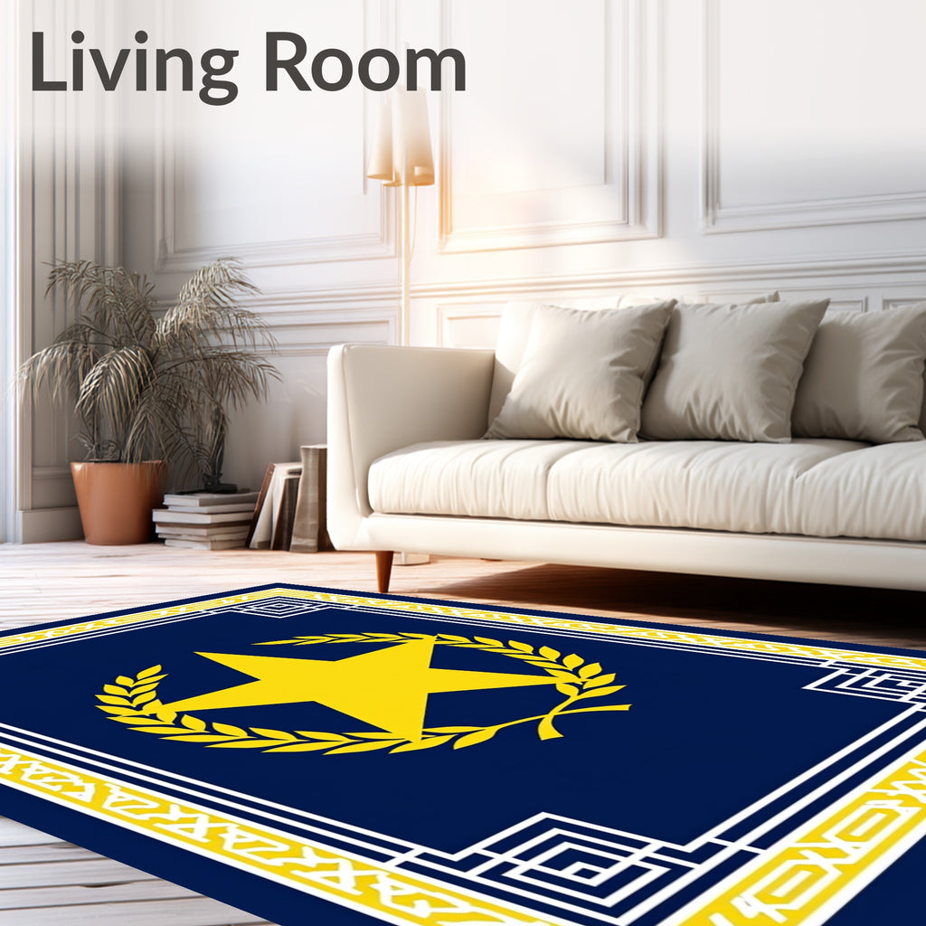 Bold Navy Yellow Star Wreath Classic Rug