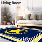 Bold Navy Yellow Star Wreath Classic Rug