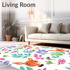 Whimsical Fox Foliage Garden Rug
