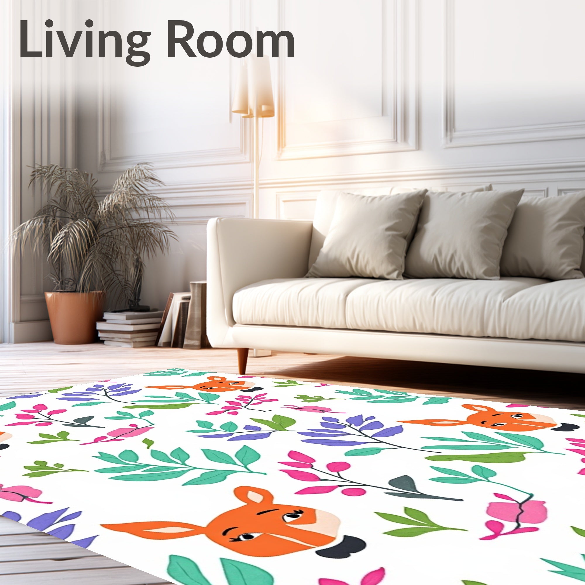 Whimsical Fox Foliage Garden Rug