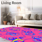 Bright Pink Calligraphy Swirls Rug