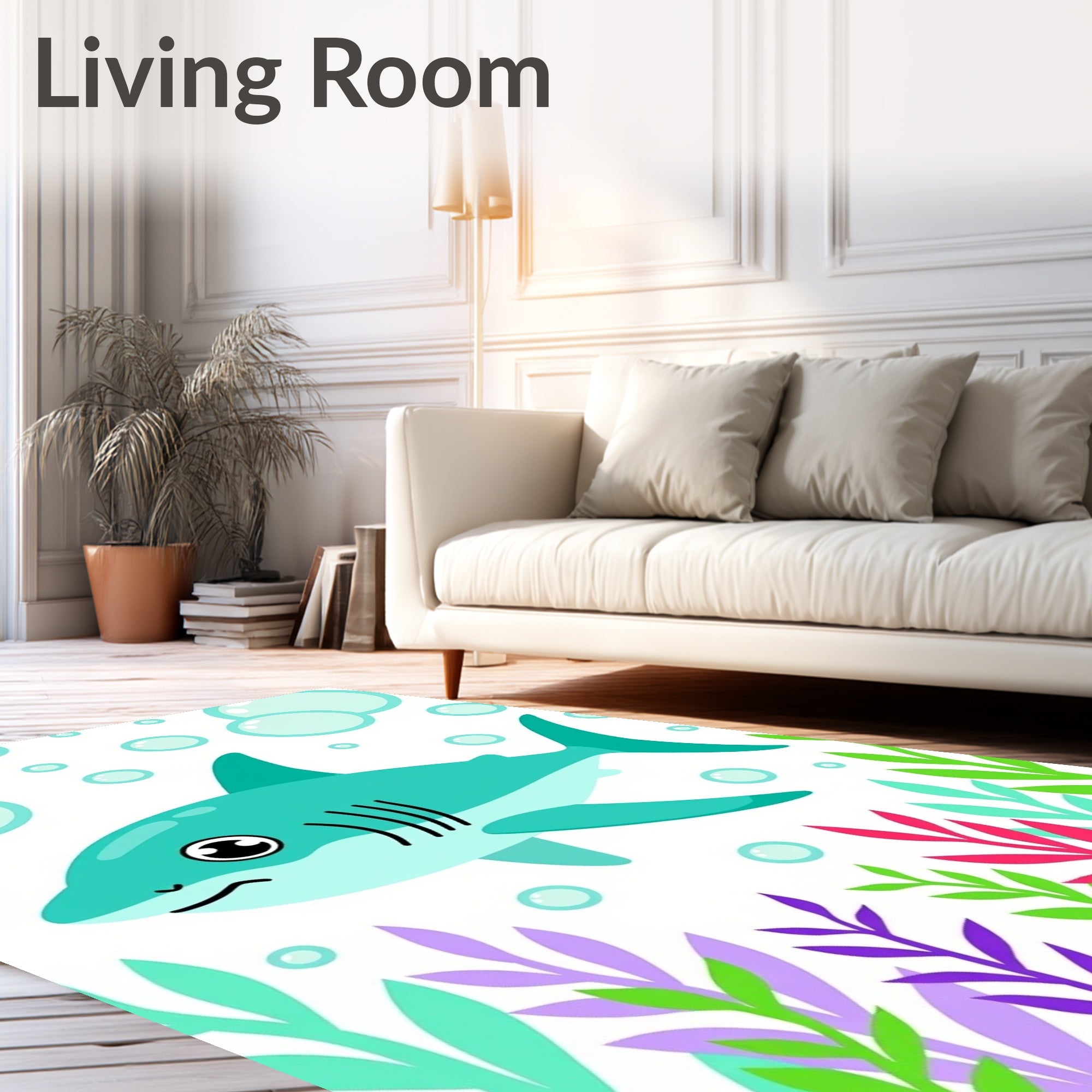 Aqua Shark Bubbles Underwater Plant Rug