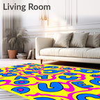 Retro Yellow Blue Pink Alphabet Fun Rug