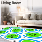Brilliant Green Blue Burst Abstract Cells Rug