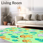 Jungle Animals With Tropical Leaves Rug