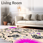 Spooky Skeleton Crimson Blue Swirl Rug