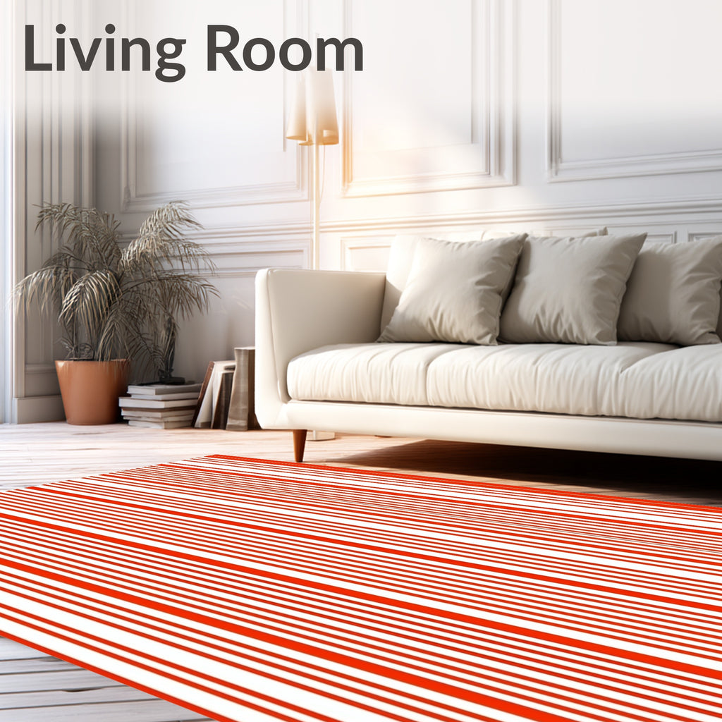 Bold Red Line Stripe Rug