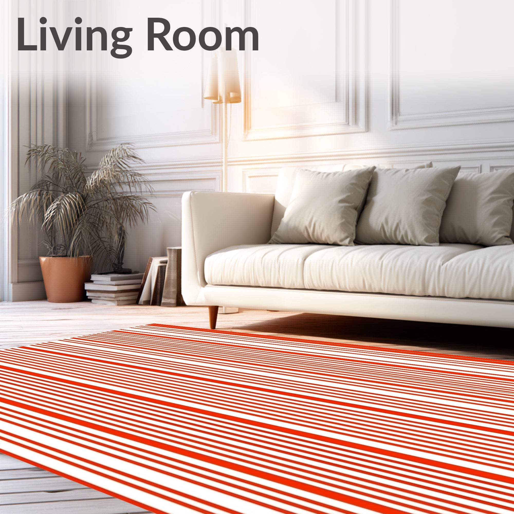 Bold Red Line Stripe Rug
