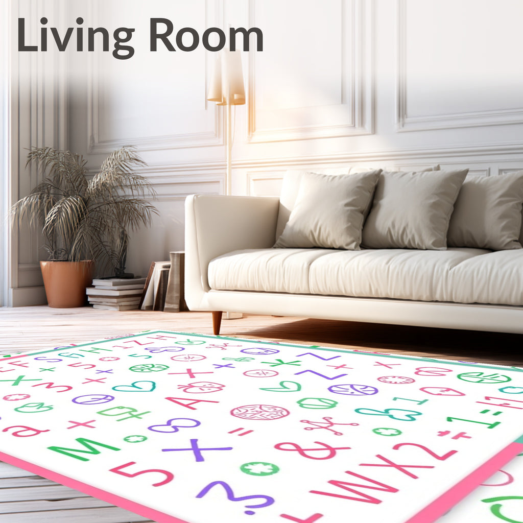 Playful Alphabet and Symbols Collage Rug