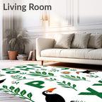 Emerald Alphabet Tropical Birds Rug