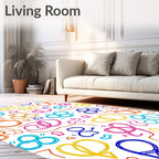 Whimsical Colorful Scribble Swirls Rug
