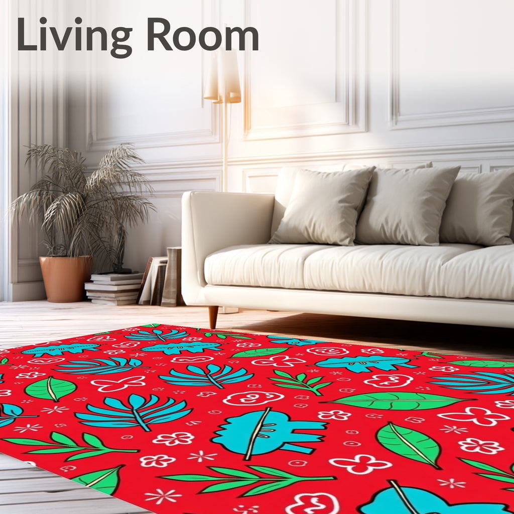 Playful Tropical Dino Leaf Medley Rug