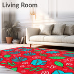 Playful Tropical Dino Leaf Medley Rug