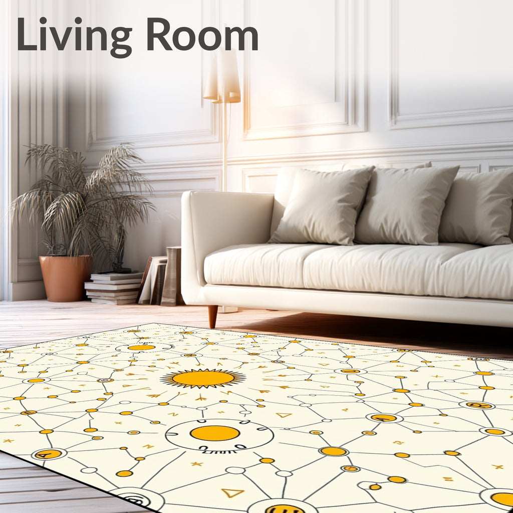 Yellow Sunburst Connection Network Rug