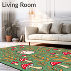 Whimsical Hedgehog Forest Mushroom Collection Rug