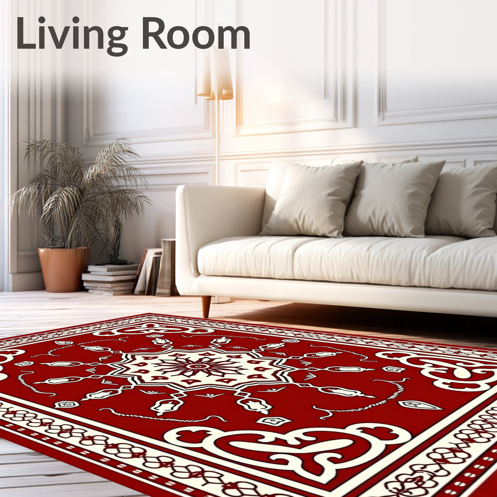 Crimson Cream Floral Octagon Medallion Rug
