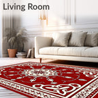 Crimson Cream Floral Octagon Medallion Rug