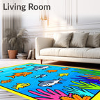 Whimsical Ocean Shark Aquatic Flora Fun Rug