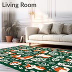 Forest Friends Fox And Leaf Repeating Design Rug