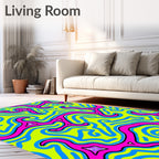 Vibrant Labyrinth Blue Pink Swirl Rug