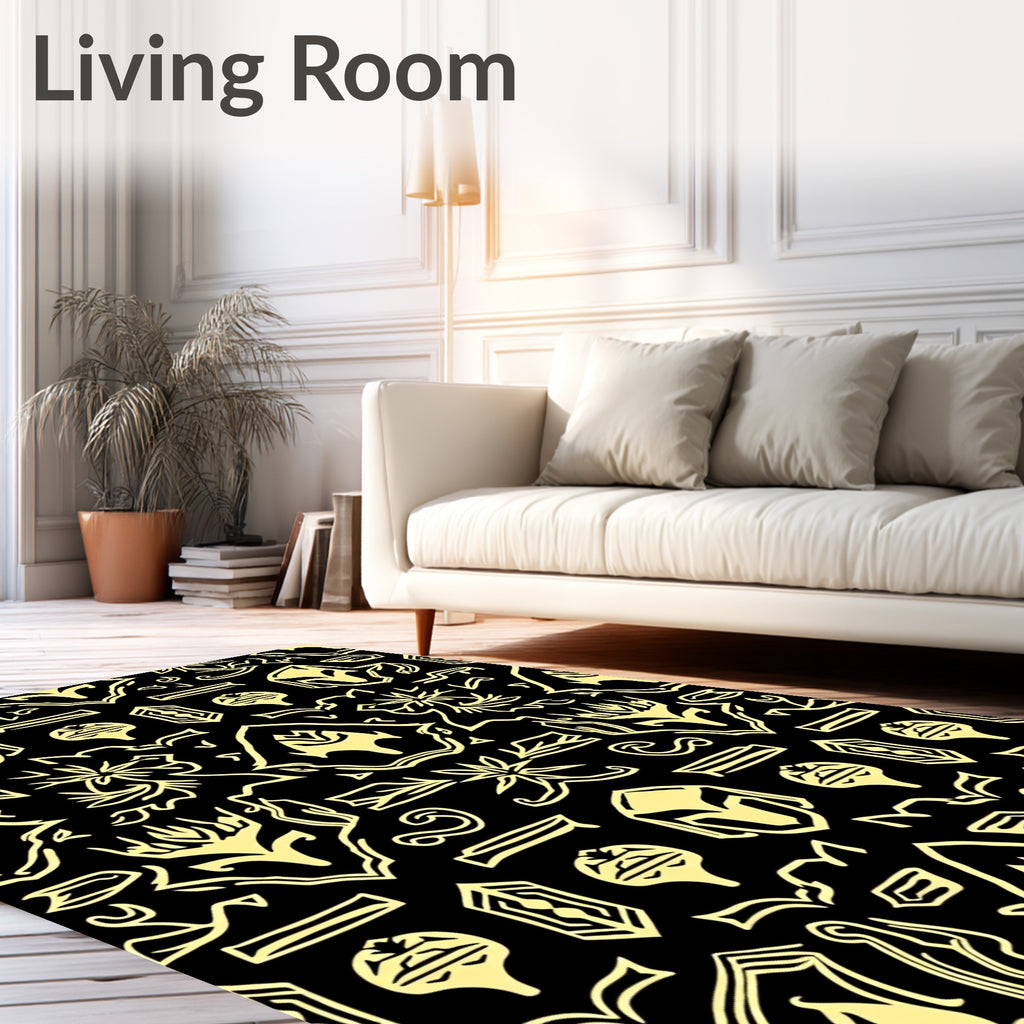 Ancient Gold Black Warrior Helmet Rug