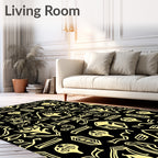 Ancient Gold Black Warrior Helmet Rug