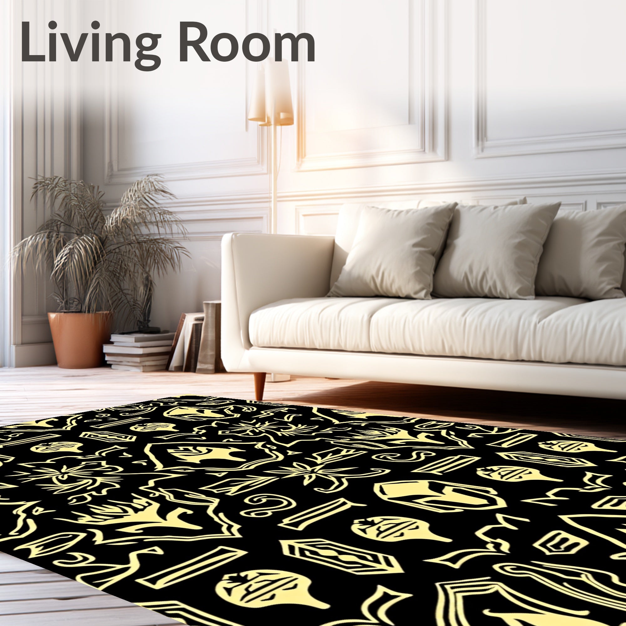 Ancient Gold Black Warrior Helmet Rug