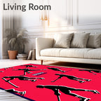 Hockey Player Silhouette Collection Red Rug