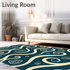 Oceanic Cream Wave Shell Medallion Rug