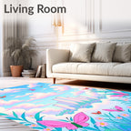 Pink Butterflies In A Dreamy Cloudscape Rug