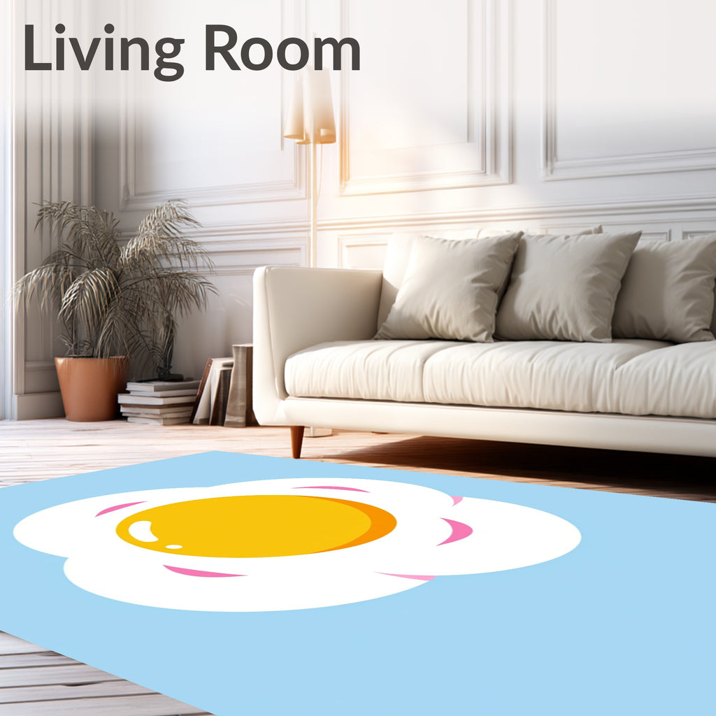 Sunny Yellow Fried Egg Cloud Rug